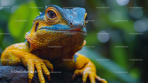 Colorful Lizard with Vivid Scales in Jungle Habitat