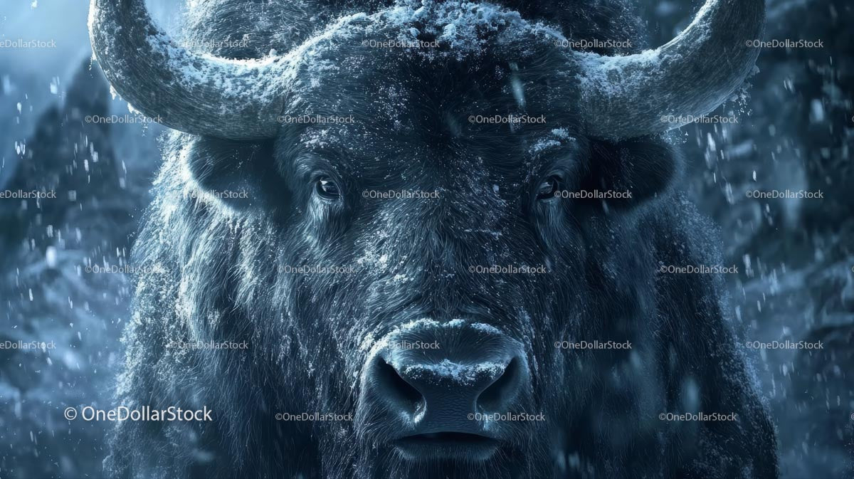 Majestic Bison in a Snowy Winter Landscape