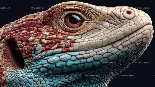 Close-up View of a Colorful Iguana's Intricate Scales