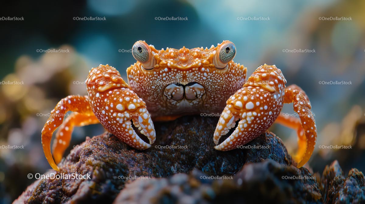 Vibrant Red Crab in Natural Ocean Habitat