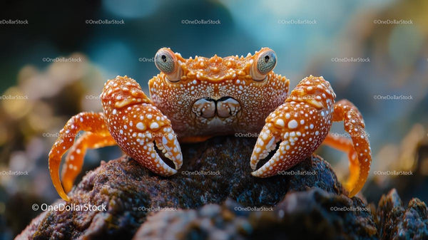 Vibrant Red Crab in Natural Ocean Habitat