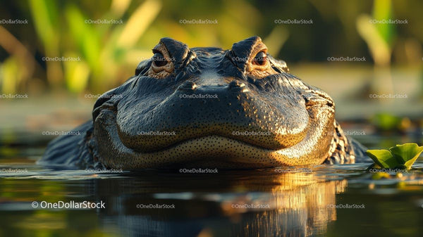 Close-Up of Alligator in Serene Swamp Environment