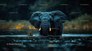 Majestic Elephant Wading Through Serene Waters