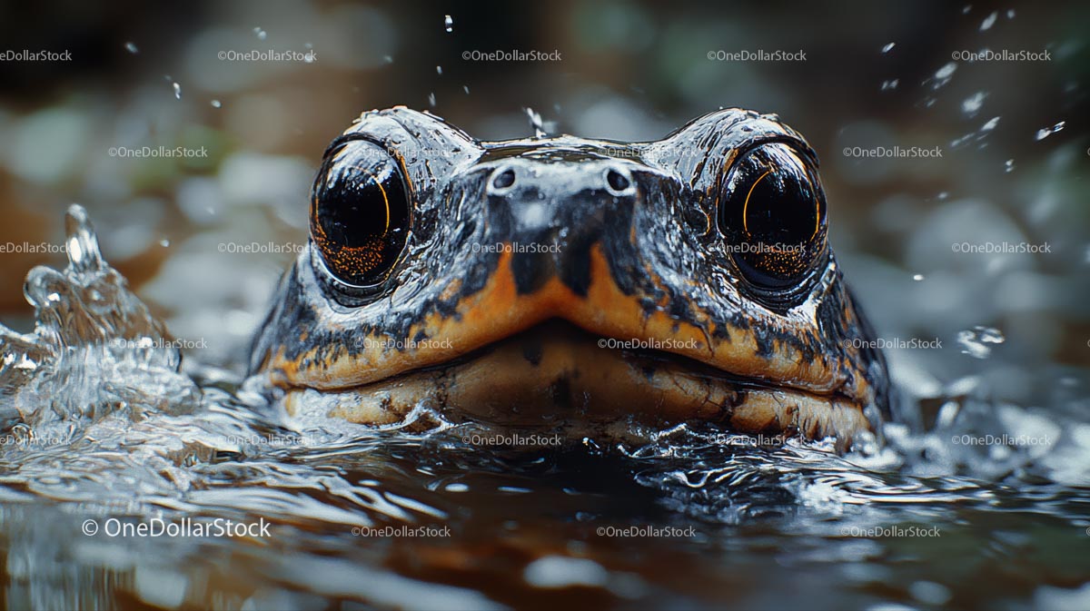 Crocodile Emerging from Water with Intense Gaze
