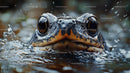 Crocodile Emerging from Water with Intense Gaze