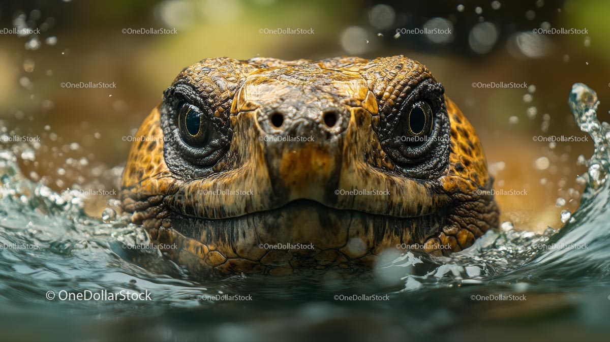 Sea Turtle Swimming Underwater Close-Up