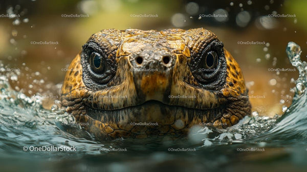 Sea Turtle Swimming Underwater Close-Up