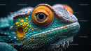 Close-Up of a Colorful Chameleon Eye and Scales