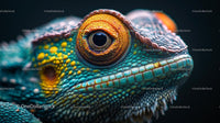 Close-Up of a Colorful Chameleon Eye and Scales