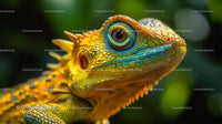 Vibrant Chameleon Close-Up with Colorful Patterns