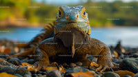Close-Up of an Iguana in a Tropical Setting