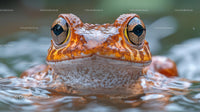 Close-Up of Vibrant Orange Frog in Water