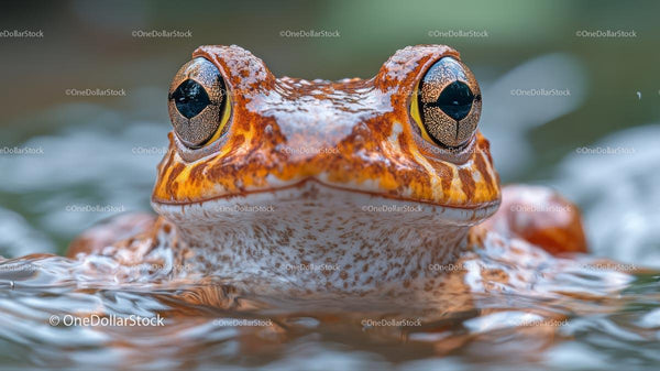 Close-Up of Vibrant Orange Frog in Water