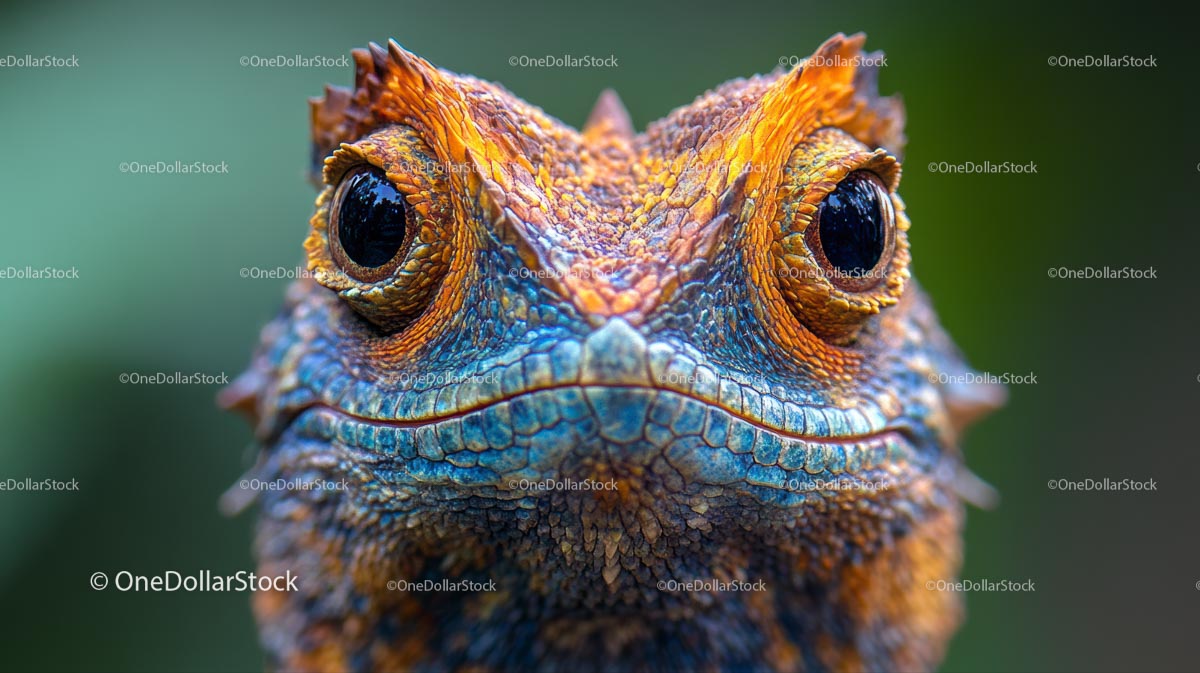Vibrant Lizard Close-Up with Detailed Scaly Texture