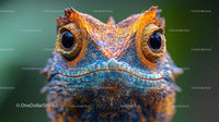 Vibrant Lizard Close-Up with Detailed Scaly Texture