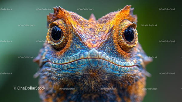 Vibrant Lizard Close-Up with Detailed Scaly Texture
