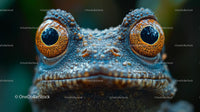Close-Up of Gecko with Intense Orange Eyes
