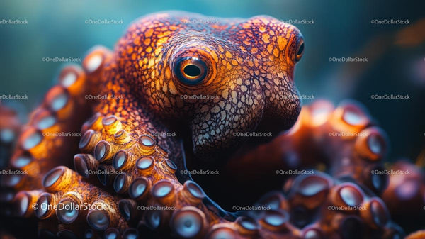 Close-up of a Vibrantly Colored Octopus in the Ocean