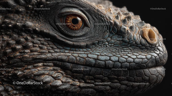 Close-Up of Detailed Lizard Eye and Scales