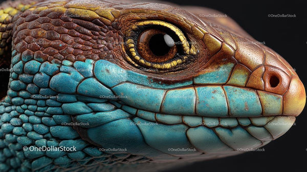 Close-Up of a Vibrantly Colored Lizard's Detailed Eye