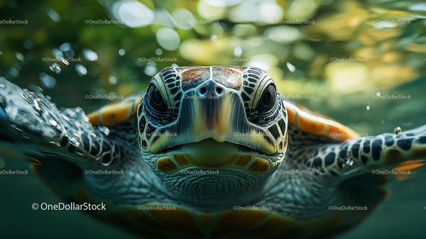 Vibrant Sea Turtle Swimming Underwater in Clear Ocean