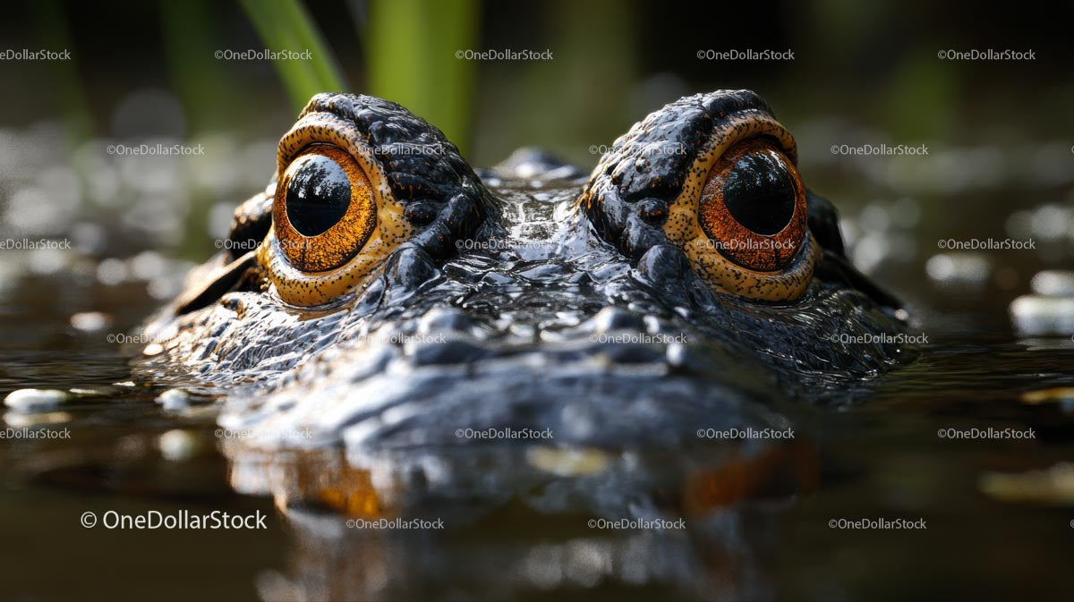 Crocodile Eyes Peering Above Water Surface