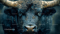 Close-Up Portrait of a Rugged Bull with Intense Gaze
