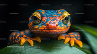 Colorful Gecko with Vibrant Scales on Leaf