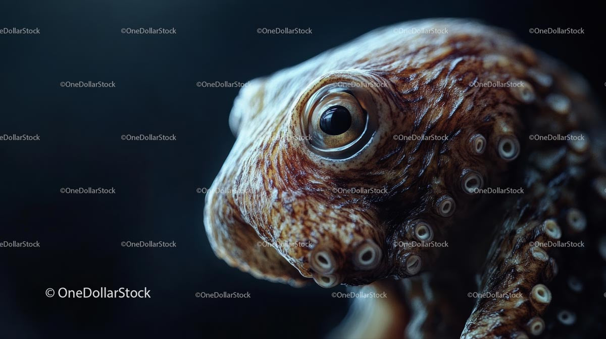 Detailed Close-Up of an Octopus with Textured Skin