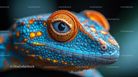 Macro Close-Up of Vibrant Tokay Gecko with Colorful Scales