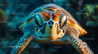 Close-Up of a Sea Turtle Underwater