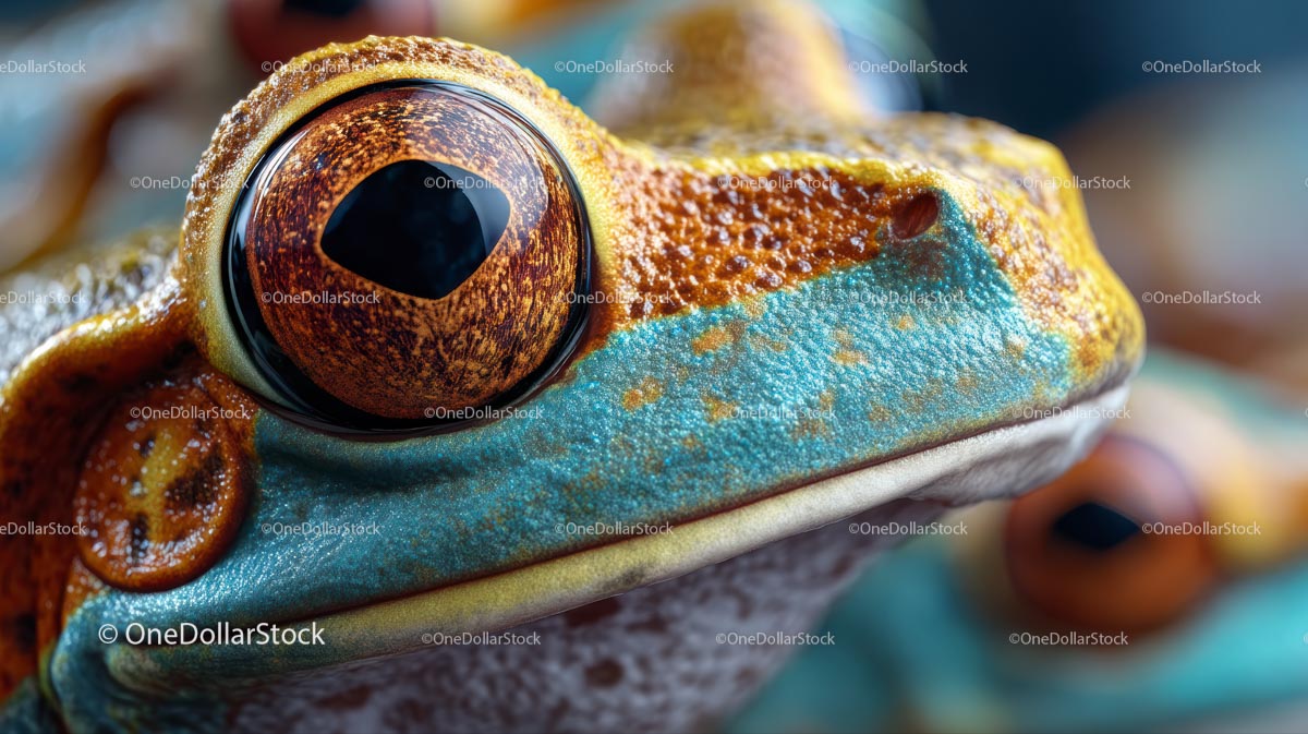 Close-Up of Vibrant Frog with Detailed Eye