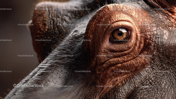 Close-Up of a Hippopotamus Eye with Textured Skin