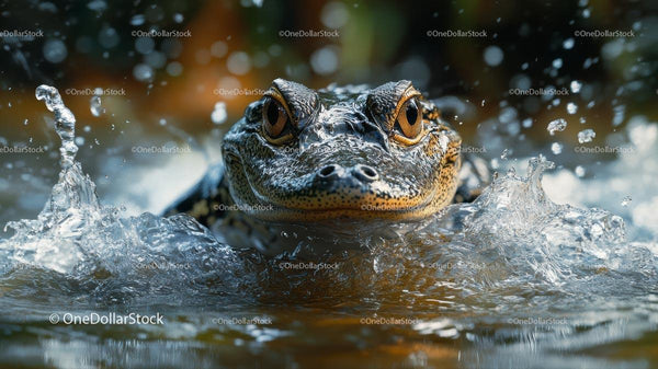 Crocodile Emerging from Water with Splash