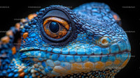 Close-Up of Blue Scaled Lizard with Vibrant Eye
