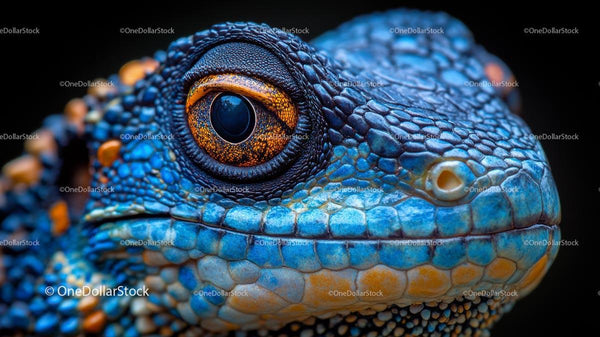 Close-Up of Blue Scaled Lizard with Vibrant Eye