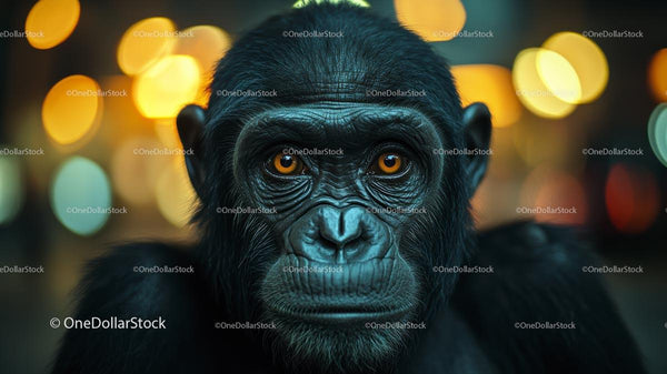 Close-Up of Gorilla with Intense Eyes and Bokeh Background