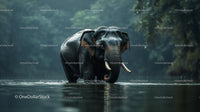 Majestic Elephant in Tranquil Jungle Waters
