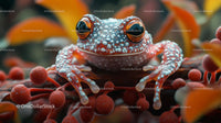 Colorful Frog Resting Amongst Vibrant Leaves