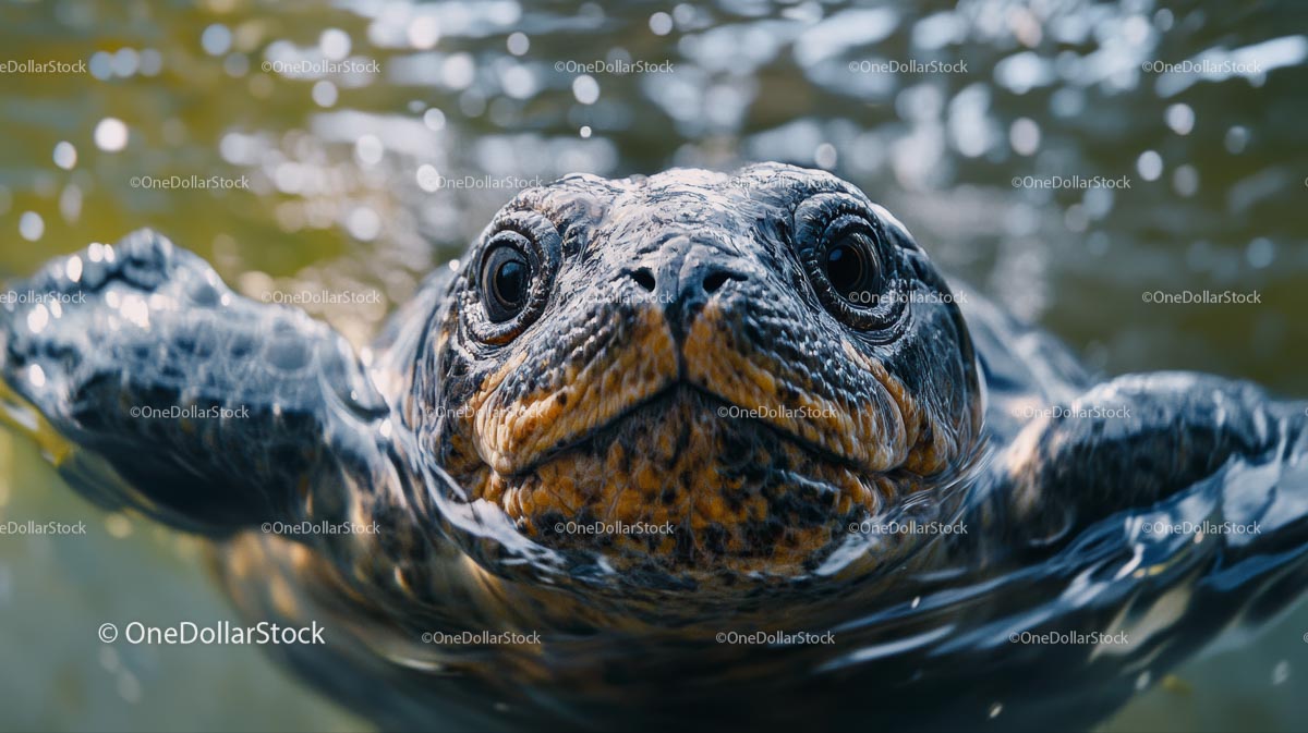 Close-Up of Swimming Sea Turtle in Natural Habitat