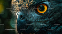 Close-Up View of a Majestic Owl's Eye and Feathers