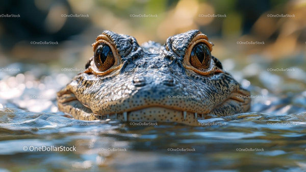 Close-Up of Crocodile Eyes Emerging from Water