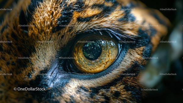 Close-Up of a Leopard's Eye with Spotted Fur Detail