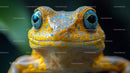 Vibrant Close-Up of Yellow Frog with Blue Eyes