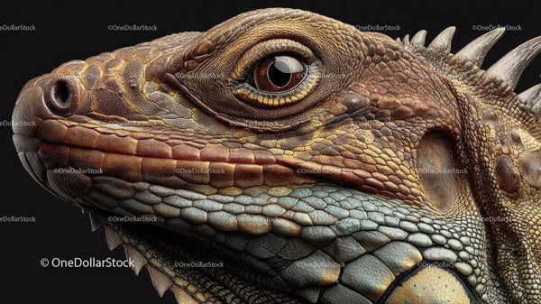 Close-Up Portrait of a Detailed Iguana