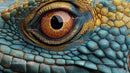 Close-Up of Reptile Eye with Colorful Scales