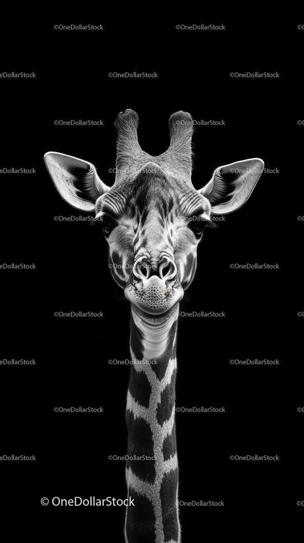Majestic Giraffe Portrait on Black Background