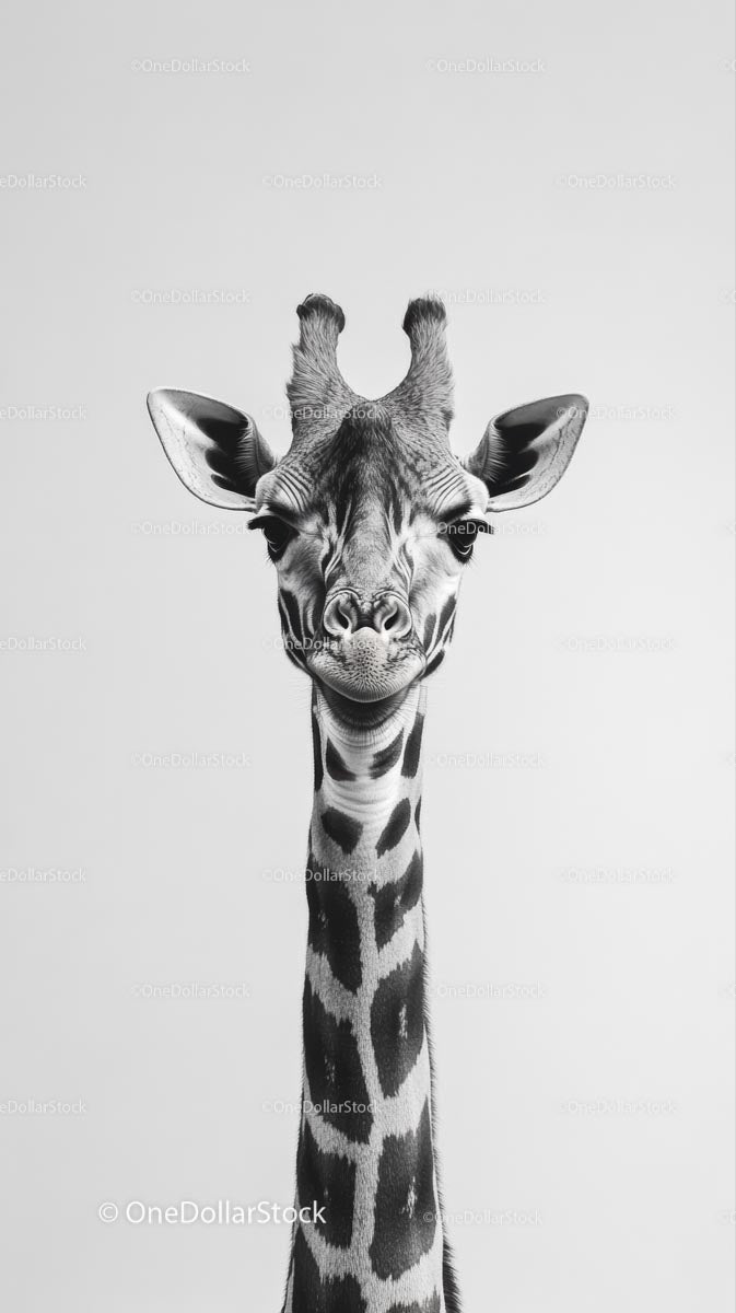 Stylowy portret żyrafy w monochromatycznym wydaniu