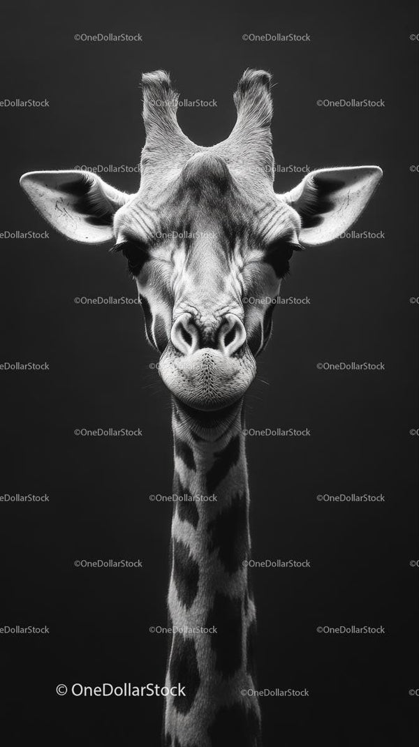 Majestic Giraffe in Elegant Monochrome Portrait