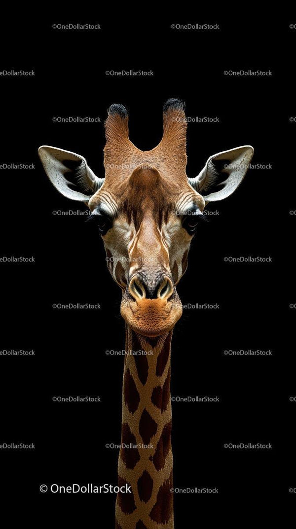 Majestic Giraffe Portrait on Black Background
